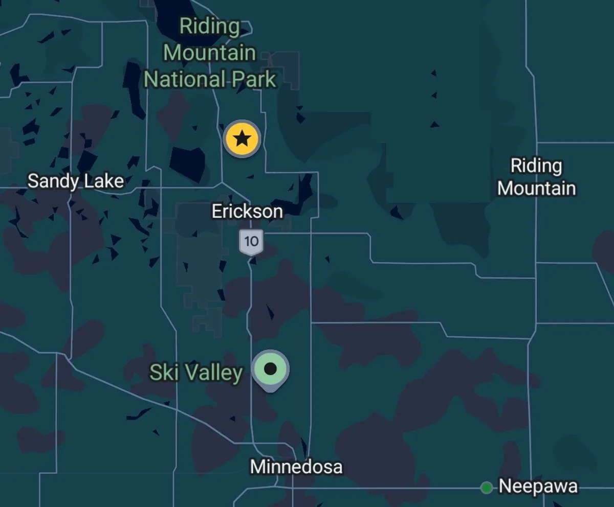 Map of Ditch Lake Cabin location